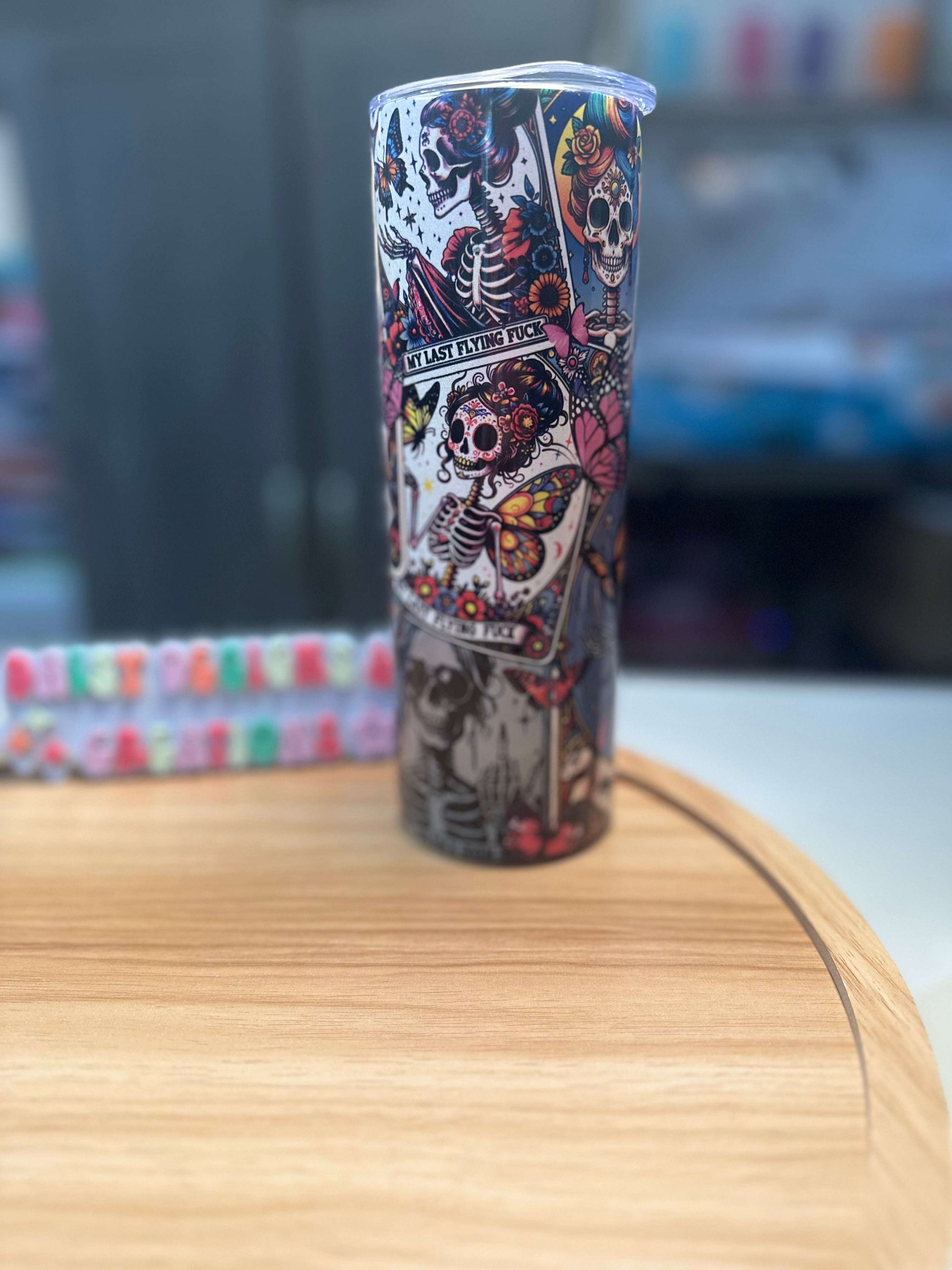 20 oz Stainless Steel Insulated Tumbler – "My Last Flying F" Skelly Design Best Sellers Tumblers 20 Daisy Designs & Creations LLC