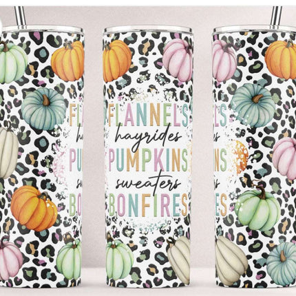 20 oz Tumbler - Flannels, Hayrides, Pumpkins, Sweaters, and Bonfires. - Daisy Designs & Creations, LLC