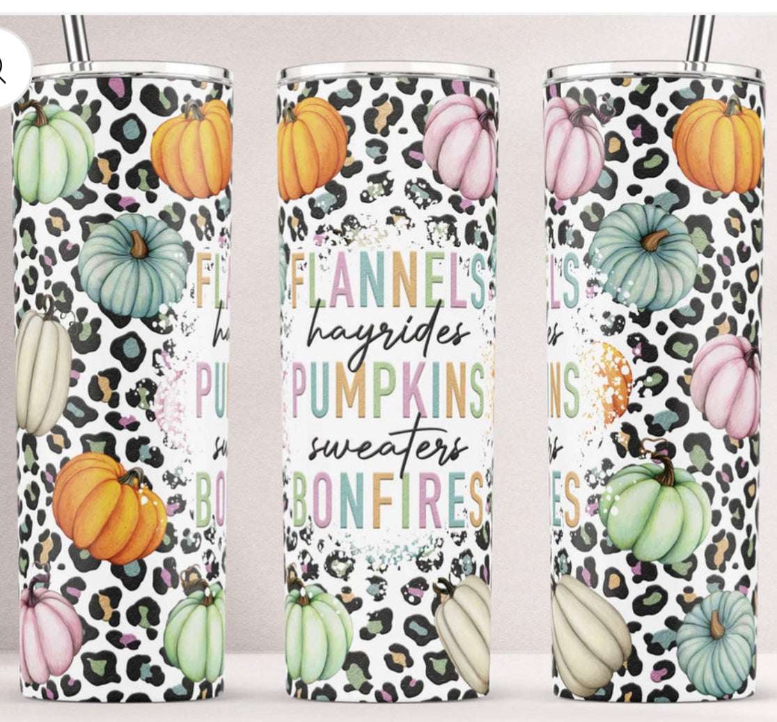 20 oz Tumbler- Flannels, Hayrides, Pumpkins, Sweaters, and Bonfires. 25 Daisy Designs & Creations LLC