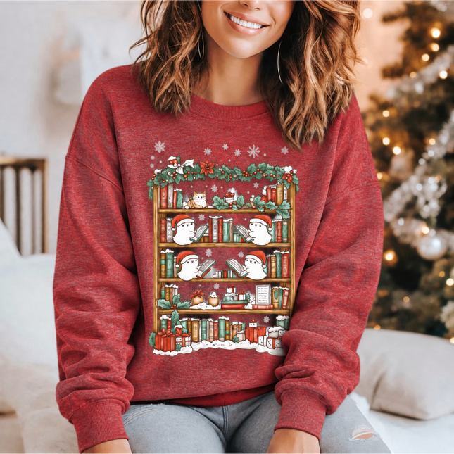 Christmas Ghost Book Club Crewneck Sweatshirt | Cozy Bookish Holiday Gift