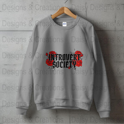 Introvert Society T-Shirts, Floral Tee, Introvert Gift, Red Roses Design, Funny Sarcastic Tee, Social Anxiety T-Shirts, Slogan Tee - Daisy Designs & Creations, LLC