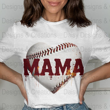 Baseball Mama T Shirts, Baseball Mom PNG, Sports Mom, Heart Baseball, Mama Design, Baseball Lovers, Digital Download For Apparel - Daisy Designs & Creations, LLC
