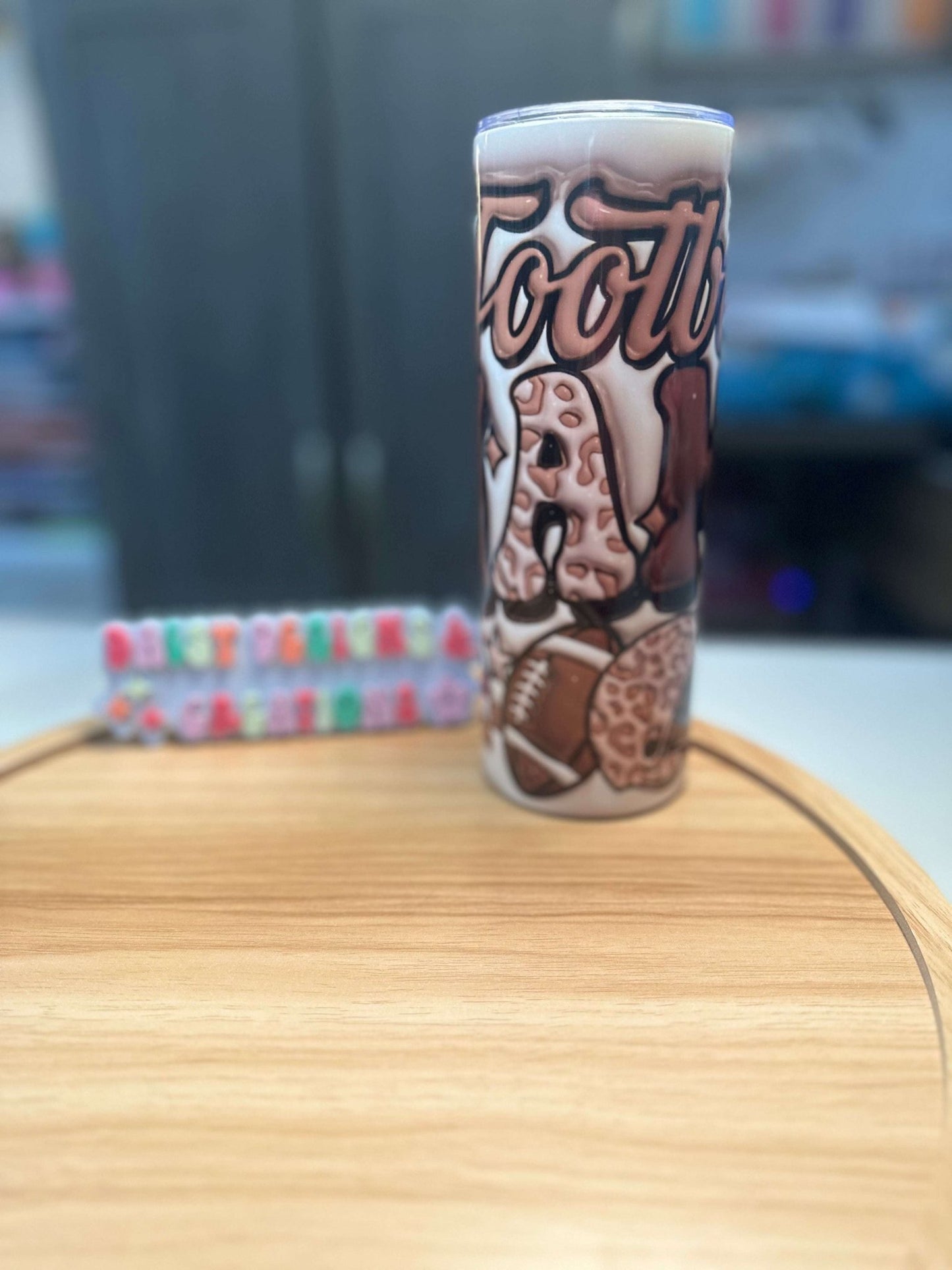 3D Inflatable Mama Football Tumbler – 20 oz Insulated Stainless Steel - Daisy Designs & Creations, LLC