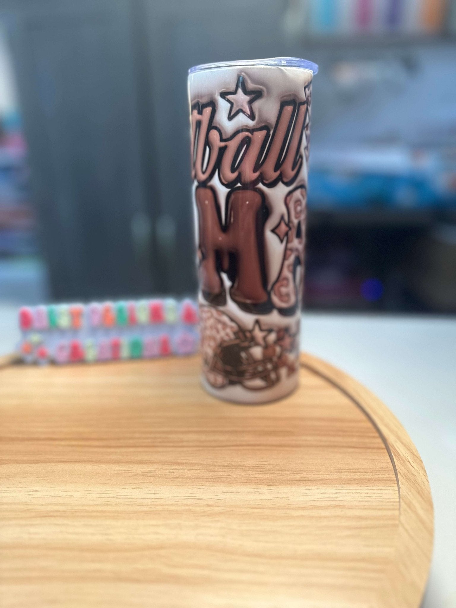 3D Inflatable Mama Football Tumbler – 20 oz Insulated Stainless Steel - Daisy Designs & Creations, LLC