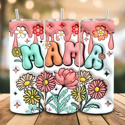 3D Mama Retro Floral 20 oz Stainless Steel Tumbler – Stylish & Insulated - Daisy Designs & Creations, LLC