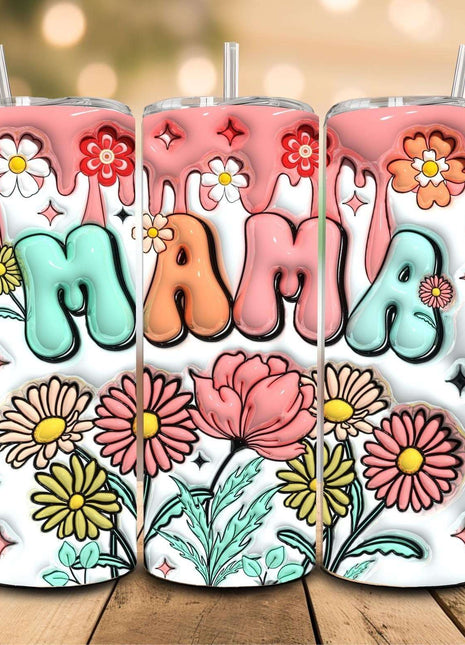 3D Mama Retro Floral 20 oz Stainless Steel Tumbler – Stylish & Insulated - Daisy Designs & Creations, LLC