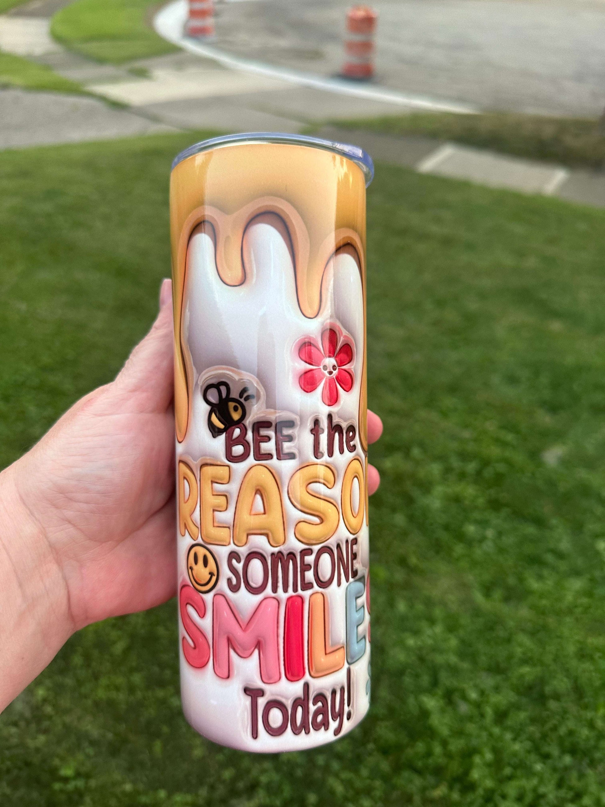 3D Stainless Steel Insulated Tumbler – Honey Bee & Positive Affirmation Design Best Sellers Tumblers 20 Daisy Designs & Creations LLC