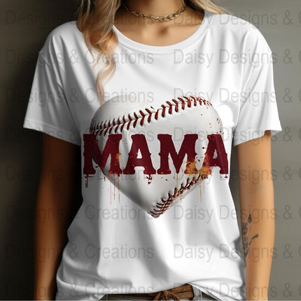 Baseball Mama T Shirts, Baseball Mom PNG, Sports Mom, Heart Baseball, Mama Design, Baseball Lovers, Digital Download For Apparel - Daisy Designs & Creations, LLC