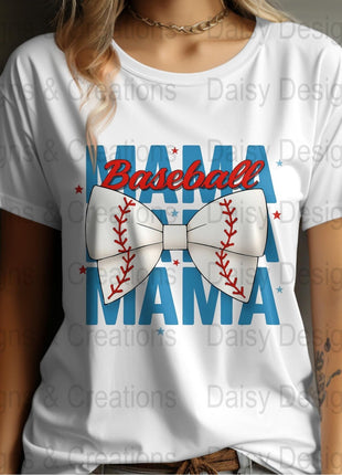 Baseball Mama T-Shirt Design PNG, Bow Baseball, Sports Mom Shirt, Trendy Mama Shirt, Baseball Lover T-Shirts, Digital Download - Daisy Designs & Creations, LLC