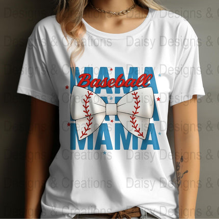 Baseball Mama T-Shirt Design PNG, Bow Baseball, Sports Mom Shirt, Trendy Mama Shirt, Baseball Lover T-Shirts, Digital Download - Daisy Designs & Creations, LLC