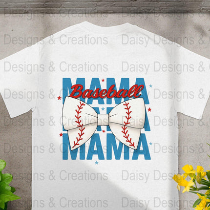 Baseball Mama T-Shirt Design PNG, Bow Baseball, Sports Mom Shirt, Trendy Mama Shirt, Baseball Lover T-Shirts, Digital Download - Daisy Designs & Creations, LLC