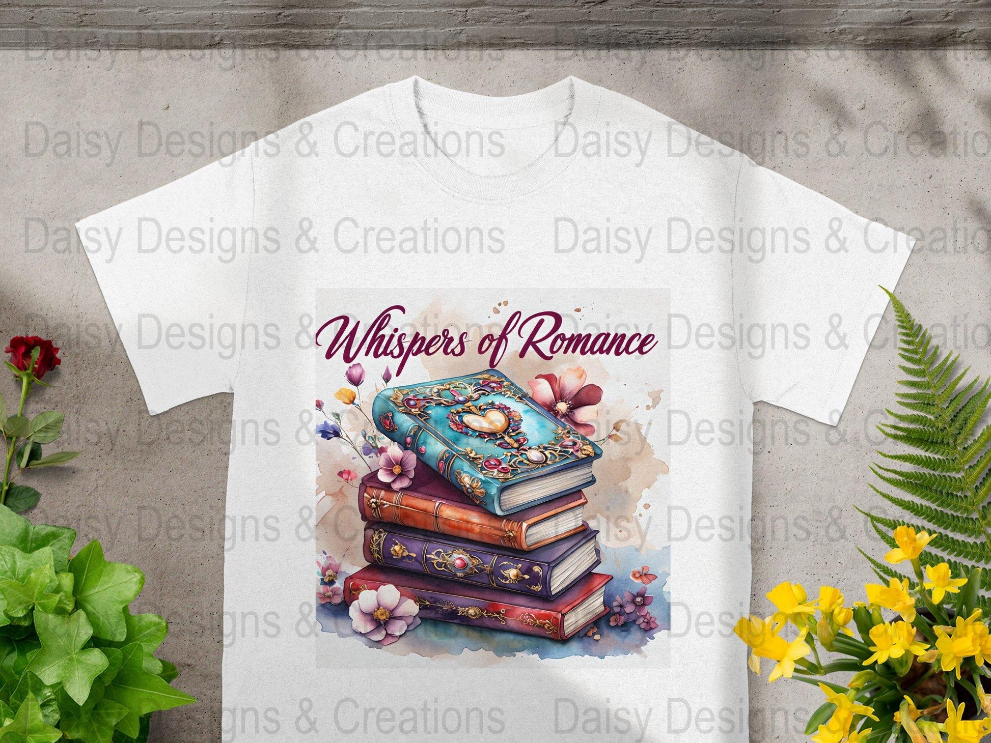 Romance Books T-Shirt Design, Book Lover Gift, Floral T-Shirt, Digital Download, T-Shirt Design, PNG File, Apparel Design - Daisy Designs & Creations, LLC
