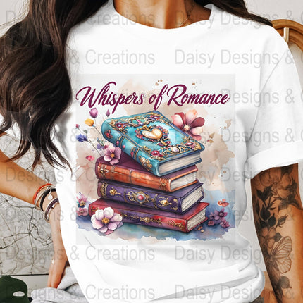 Romance Books T-Shirt Design, Book Lover Gift, Floral T-Shirt, Digital Download, T-Shirt Design, PNG File, Apparel Design - Daisy Designs & Creations, LLC