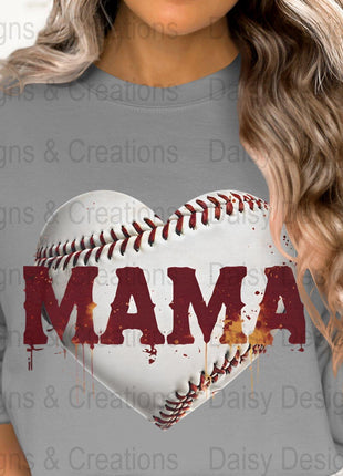 Baseball Mama T Shirts, Baseball Mom PNG, Sports Mom, Heart Baseball, Mama Design, Baseball Lovers, Digital Download For Apparel - Daisy Designs & Creations, LLC
