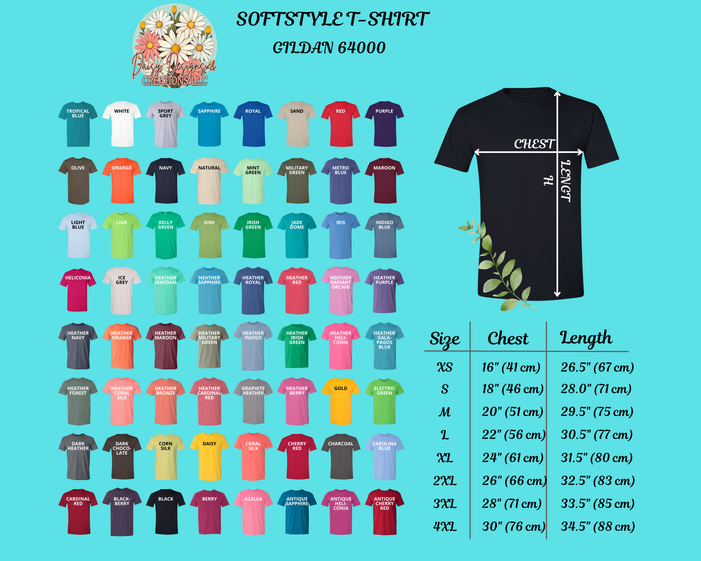 a picture of a t - shirt size guide