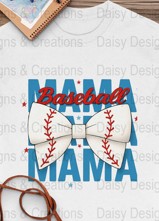 Baseball Mama T-Shirts PNG, Sports Mom T-Shirts, Baseball Bow, Digital Download, T-Shirts Design, Gift for Baseball Lover - Daisy Designs & Creations, LLC