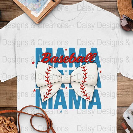 Baseball Mama T-Shirts PNG, Sports Mom T-Shirts, Baseball Bow, Digital Download, T-Shirts Design, Gift for Baseball Lover - Daisy Designs & Creations, LLC
