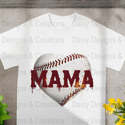 Baseball Mama T Shirts, Baseball Mom PNG, Sports Mom, Heart Baseball, Mama Design, Baseball Lovers, Digital Download For Apparel - Daisy Designs & Creations, LLC