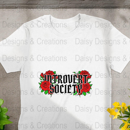 Introvert Society T Shirts, Red Roses, Funny Graphic Tee, Introvert Gift, Floral Tee, Unique T-Shirts, Social Distancing Shirt - Daisy Designs & Creations, LLC