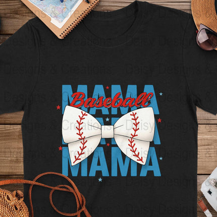 Baseball Mama T-Shirt Design PNG, Bow Baseball, Sports Mom Shirt, Trendy Mama Shirt, Baseball Lover T-Shirts, Digital Download - Daisy Designs & Creations, LLC
