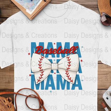 Baseball Mama T-Shirt Design PNG, Bow Baseball, Sports Mom Shirt, Trendy Mama Shirt, Baseball Lover T-Shirts, Digital Download - Daisy Designs & Creations, LLC
