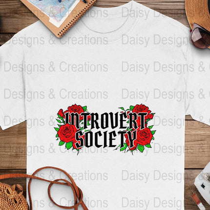 Introvert Society T Shirts, Red Roses, Funny Graphic Tee, Introvert Gift, Floral Tee, Unique T-Shirts, Social Distancing Shirt - Daisy Designs & Creations, LLC