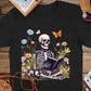 Skeleton Reading T-Shirts, Floral T-Shirts Design, Butterfly T-Shirts, Funny T-Shirts, PNG Download, Digital File For Shirts, DIY Apparel - Daisy Designs & Creations, LLC