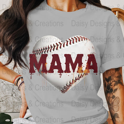 Baseball Mama T Shirts, Baseball Mom PNG, Sports Mom, Heart Baseball, Mama Design, Baseball Lovers, Digital Download For Apparel - Daisy Designs & Creations, LLC