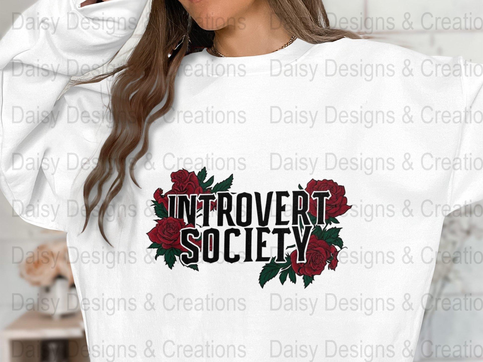 Introvert Society T-Shirt Design, Floral T-Shirt PNG, Introvert Gift, Socially Awkward Shirt, Sarcastic Tee, Funny Shirt, Rose T-Shirts - Daisy Designs & Creations, LLC