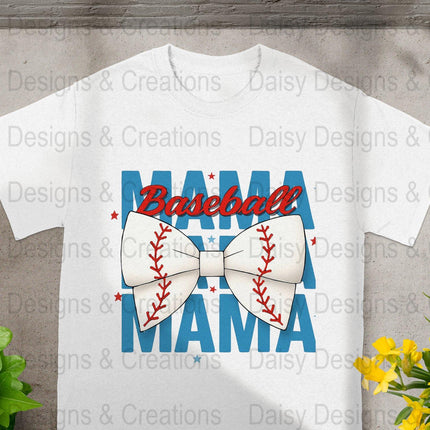 Baseball Mama T-Shirts PNG, Sports Mom T-Shirts, Baseball Bow, Digital Download, T-Shirts Design, Gift for Baseball Lover - Daisy Designs & Creations, LLC