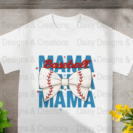 Baseball Mama T-Shirt Design PNG, Bow Baseball, Sports Mom Shirt, Trendy Mama Shirt, Baseball Lover T-Shirts, Digital Download - Daisy Designs & Creations, LLC