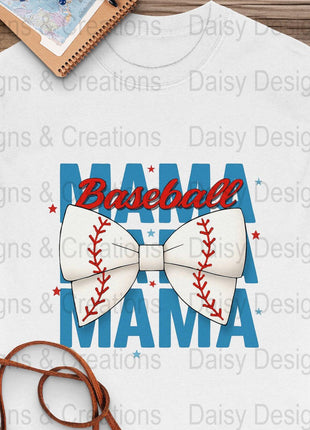 Baseball Mama T-Shirt Design PNG, Bow Baseball, Sports Mom Shirt, Trendy Mama Shirt, Baseball Lover T-Shirts, Digital Download - Daisy Designs & Creations, LLC