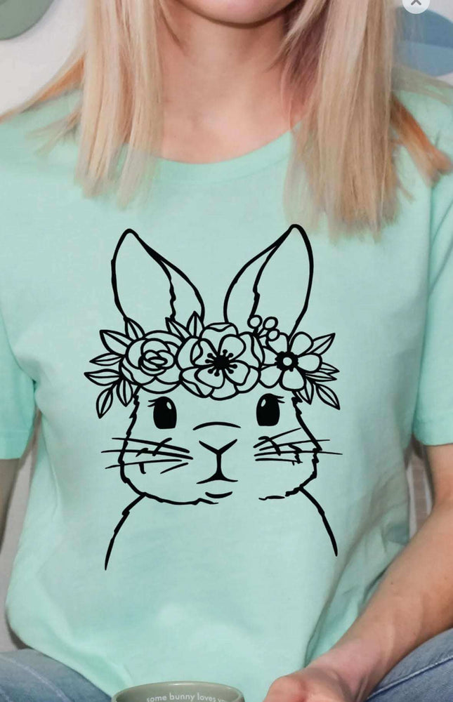 Adorable Bunny with Floral Crown Tee - Multiple Easter Colors Available Dress Your Story: Explore our Diverse T-shirt Collection - Humor, Inspiration, Professions, Retro, Boho, and Country Advocacy in Vibrant Colors, Sizes, and Styles 21 Daisy Designs & Creations LLC