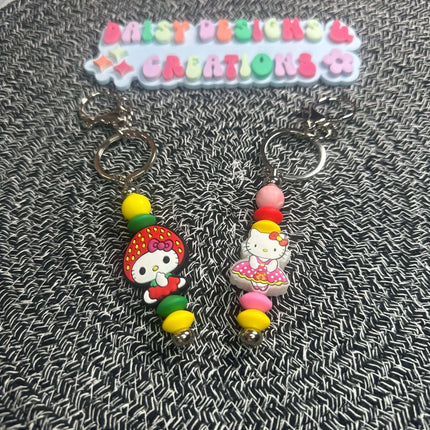 Adorable Kitty Beaded Silicone Keychain | Cute & Functional Accessory - Daisy Designs & Creations, LLC