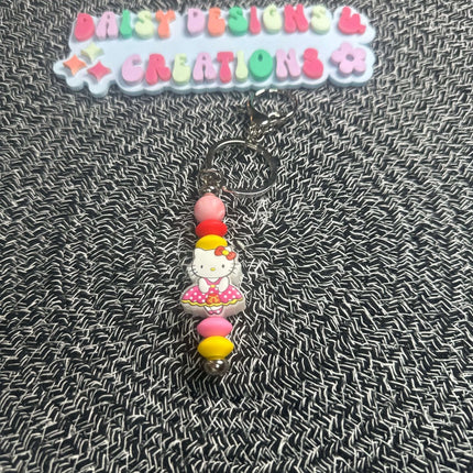 Adorable Kitty Beaded Silicone Keychain | Cute & Functional Accessory - Daisy Designs & Creations, LLC