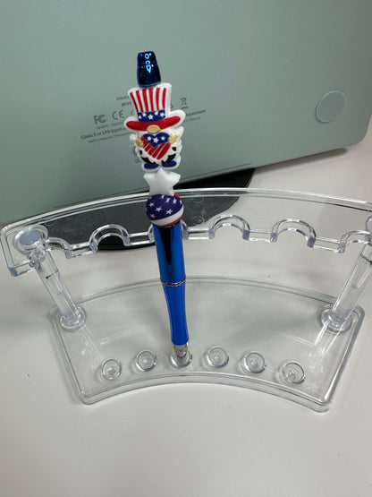 American Patriotic Custom Beaded Pens - 4 Designs: Uncle Sam, American Eagle, Patriotic Woman, Bull Horns Beaded Pen collection Beaded Pens 6 Daisy Designs & Creations LLC