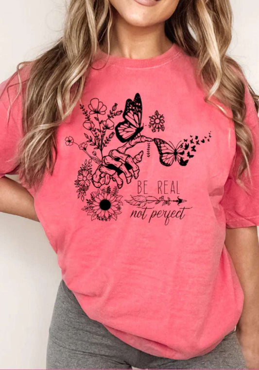 Authentic Beauty: 'Be Real Not Perfect' T-Shirt Dress Your Story: Explore our Diverse T-shirt Collection - Humor, Inspiration, Professions, Retro, Boho, and Country Advocacy in Vibrant Colors, Sizes, and Styles T-Shirt 22 Daisy Designs & Creations LLC