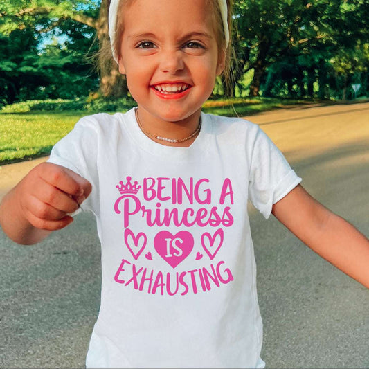 Being A Princess Is Exhausting- T-shirt-Youth T-shirt Collection Shirts & Tops 12 Daisy Designs & Creations LLC