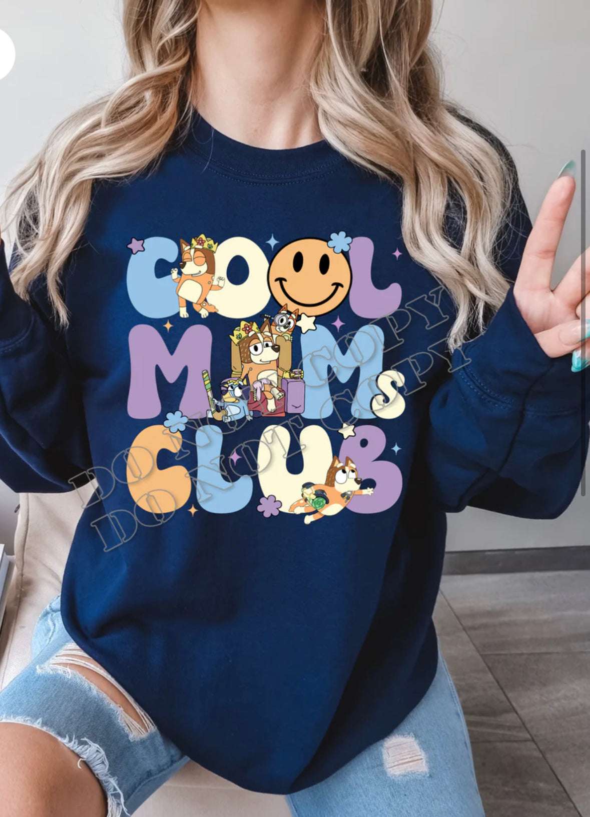 Bluey Cool Moms Club Crewneck - Daisy Designs & Creations, LLC