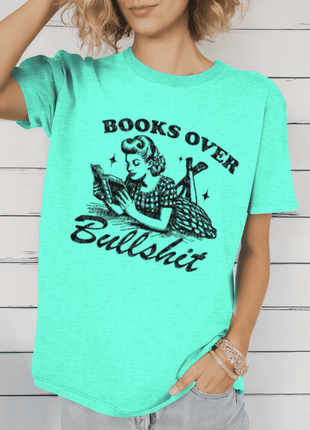Books Over Bullsh*t’ Vintage Reading T-Shirt – Retro 1950s Style - Daisy Designs & Creations, LLC