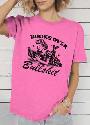Books Over Bullsh*t’ Vintage Reading T-Shirt – Retro 1950s Style - Daisy Designs & Creations, LLC