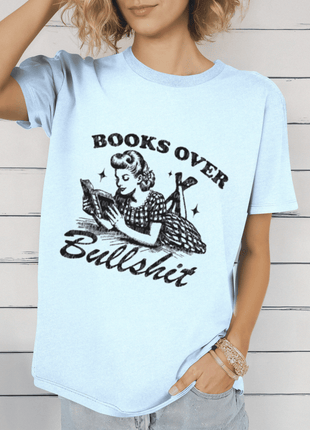 Books Over Bullsh*t’ Vintage Reading T-Shirt – Retro 1950s Style - Daisy Designs & Creations, LLC