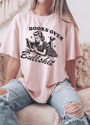 Books Over Bullsh*t’ Vintage Reading T-Shirt – Retro 1950s Style - Daisy Designs & Creations, LLC
