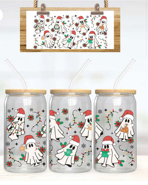 Christmas Light Ghosts- 16oz Clear Libbey Glass Christmas Collection 15 Daisy Designs & Creations LLC