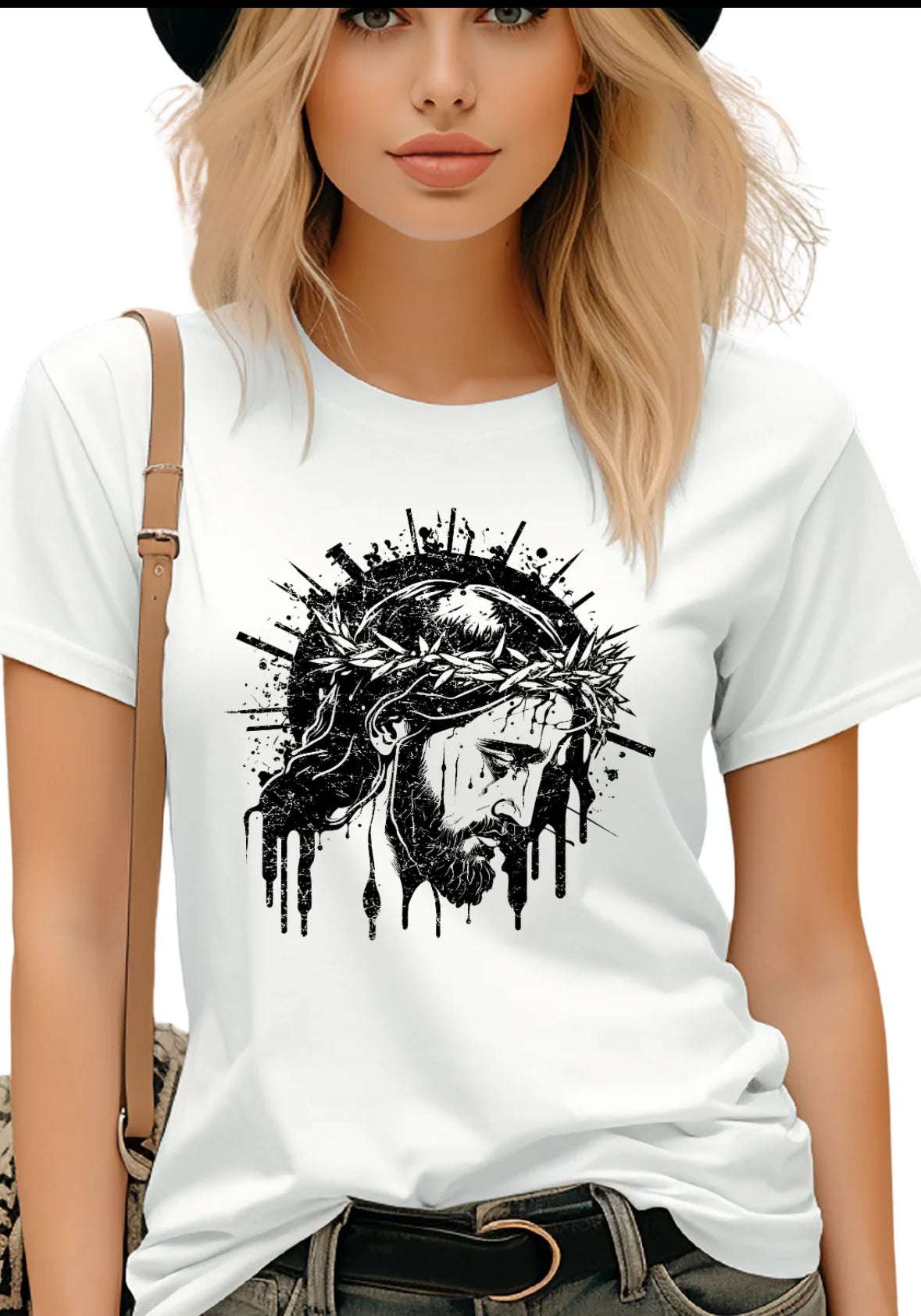 Comfortable Tee Featuring Jesus Wearing His Crown of Thorns - Variety of Styles Available Dress Your Story: Explore our Diverse T-shirt Collection - Humor, Inspiration, Professions, Retro, Boho, and Country Advocacy in Vibrant Colors, Sizes, and Styles 22 Daisy Designs & Creations LLC