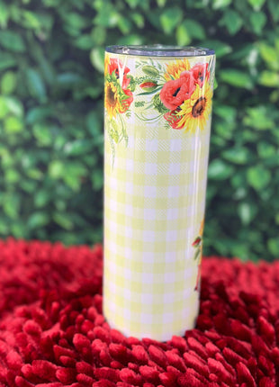 Country Girl at Heart 20oz Stainless Steel Tumbler – Rustic Red Truck & Sunflower Design | Hot or Cold Drink Cup - Daisy Designs & Creations, LLC