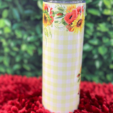 Country Girl at Heart 20oz Stainless Steel Tumbler – Rustic Red Truck & Sunflower Design | Hot or Cold Drink Cup - Daisy Designs & Creations, LLC