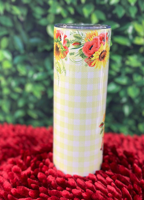Country Girl at Heart 20oz Stainless Steel Tumbler – Rustic Red Truck & Sunflower Design | Hot or Cold Drink Cup - Daisy Designs & Creations, LLC