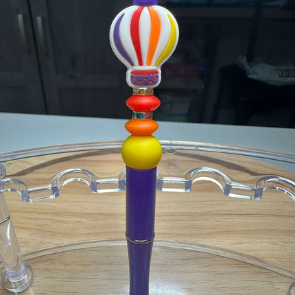 Custom Acrylic Beaded Pen with Hot Air Balloon Focal & Rhinestone Bling - Daisy Designs & Creations, LLC