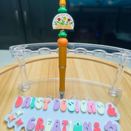 Custom Acrylic Beaded Pens – BPA Free Silicone & Focal, Retro Groovy Collection - Daisy Designs & Creations, LLC